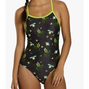 Sporti Solid Thin Strap One Piece Swimsuit - Firefly Lane  - 36 NWOT
